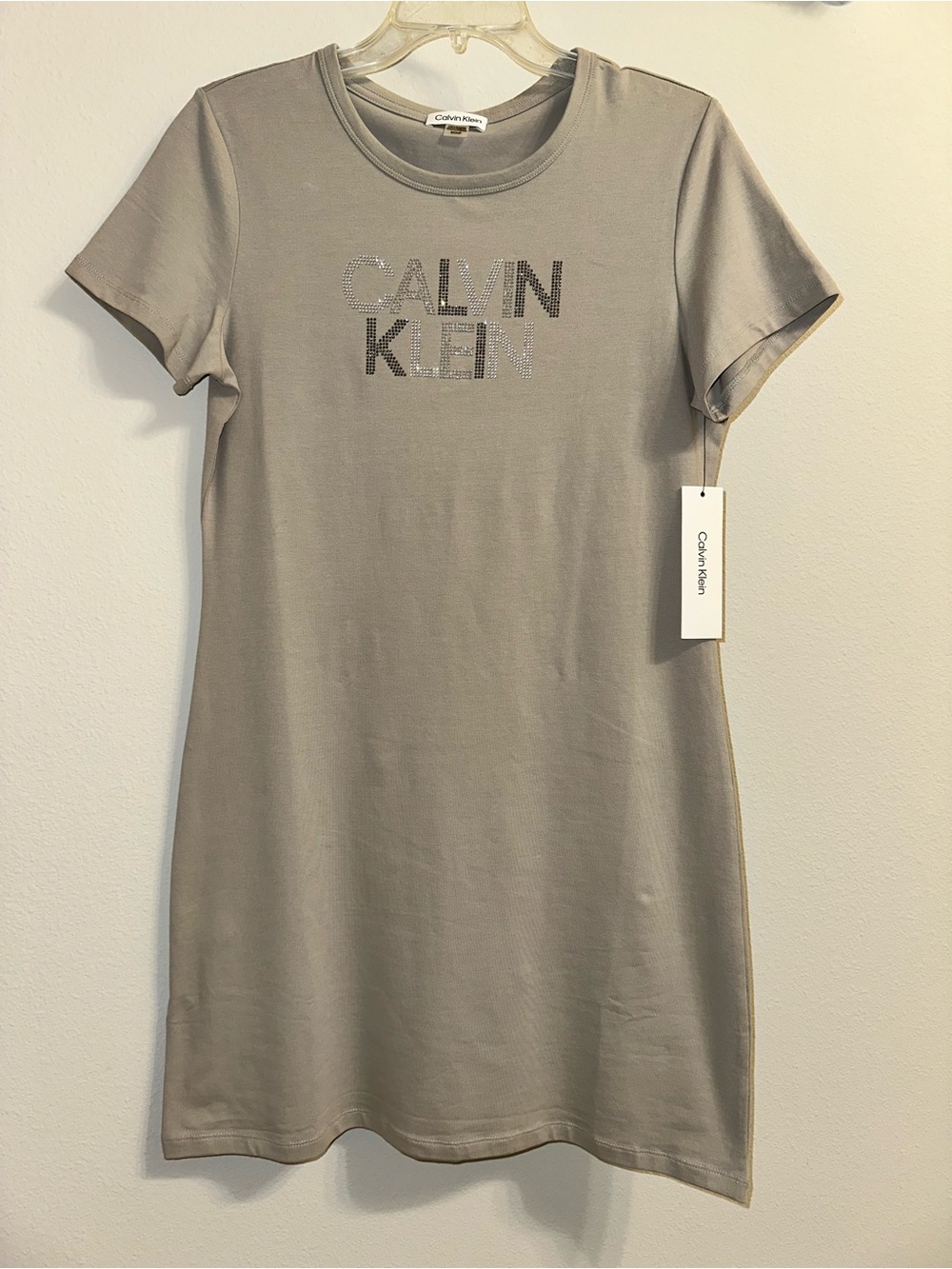 Calvin Klein Women's Taupe Logo Tee Dress size S.